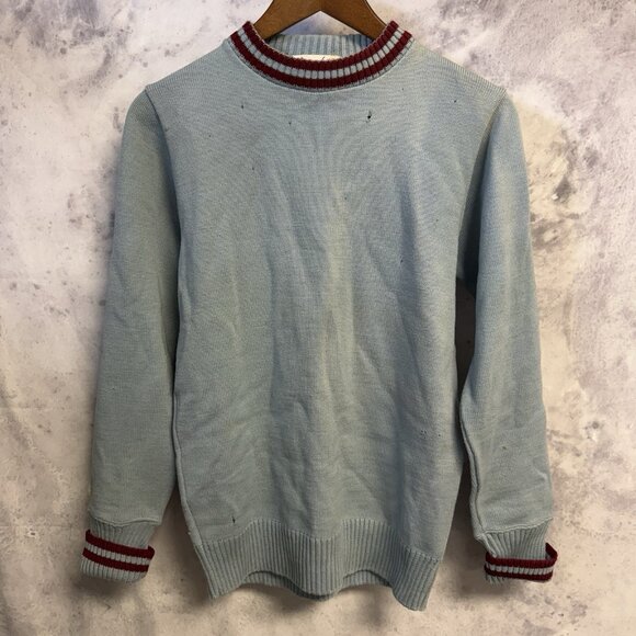 Vintage 50s Broadway Knit Sweater Adult Small 17.5x25.5 Blue - Picture 1 of 16